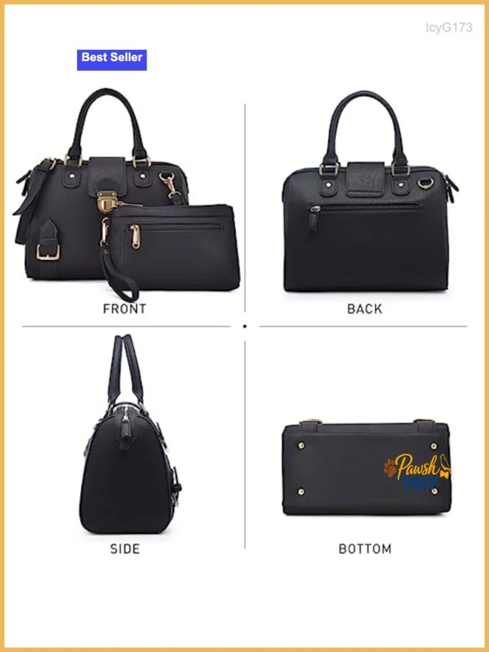 Vegan Leather Satchel Purse Top Handle Shoulder Bag Work Tote